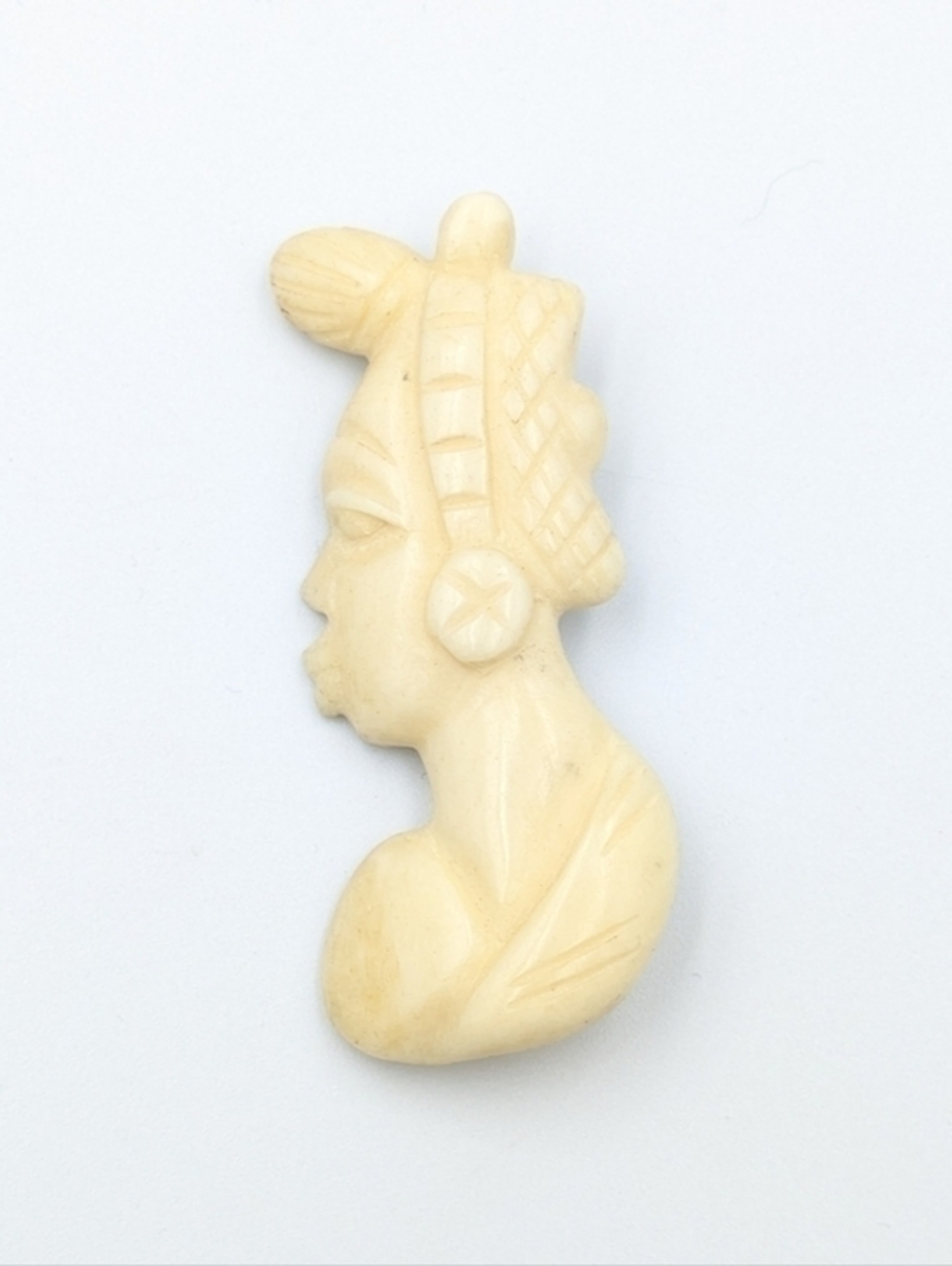 Vintage African Portrait Bone Cameo Brooch Pin
